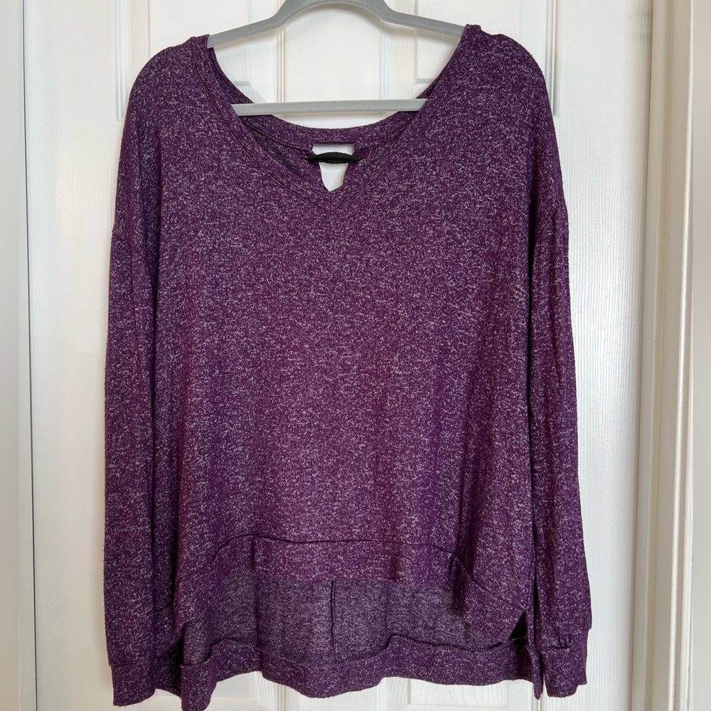 ANA Purple Sweater w/Sexy Lace-up Back & Side Slits Sz XXL